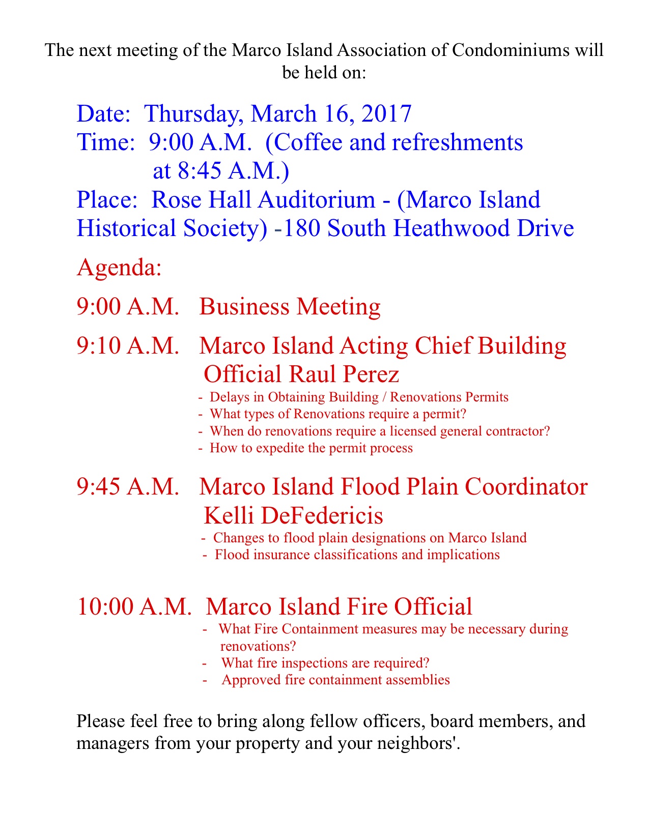 MAC Meeting | CAMMI.org Community Association Managers of Marco Island